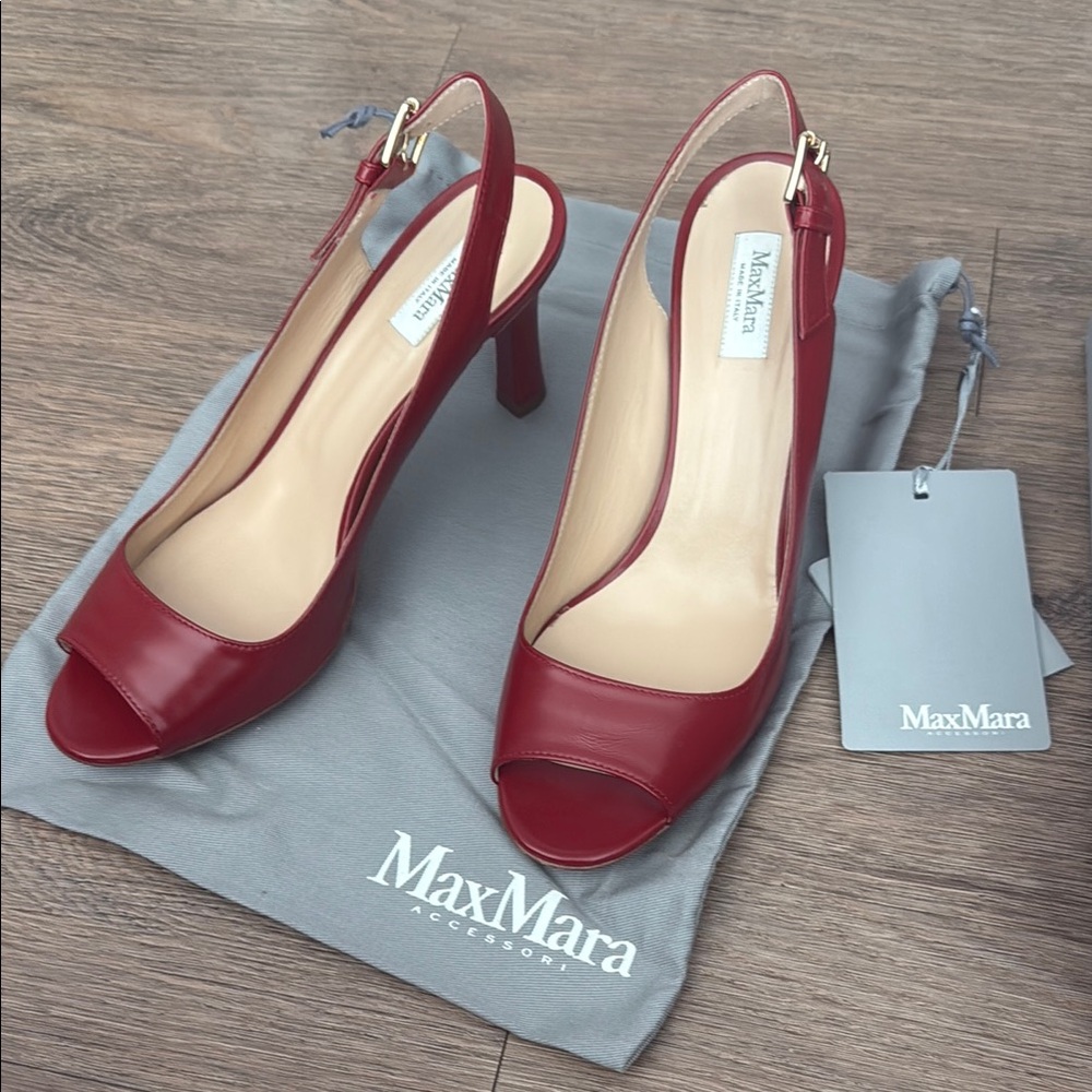 MaxMara Red Leather Heels- US 7.5(EU 38)